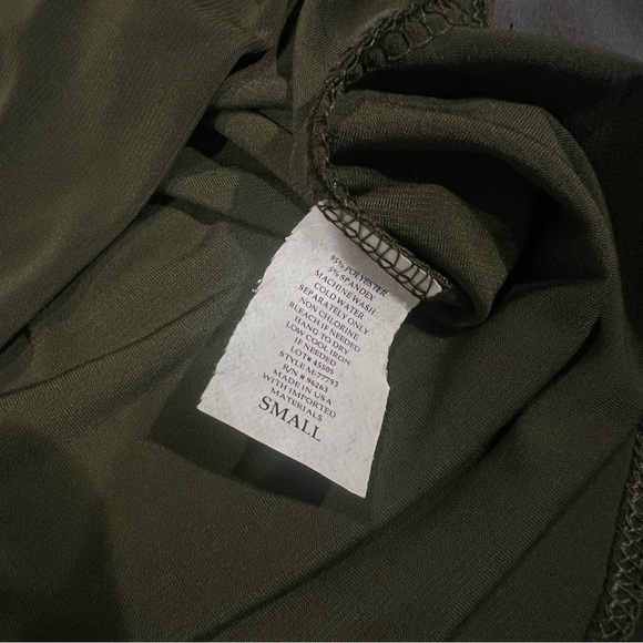 NWT American City Wear Tank Blouse Olive Army Green Gold Metal Accent Ruffles - Picture 4 of 4